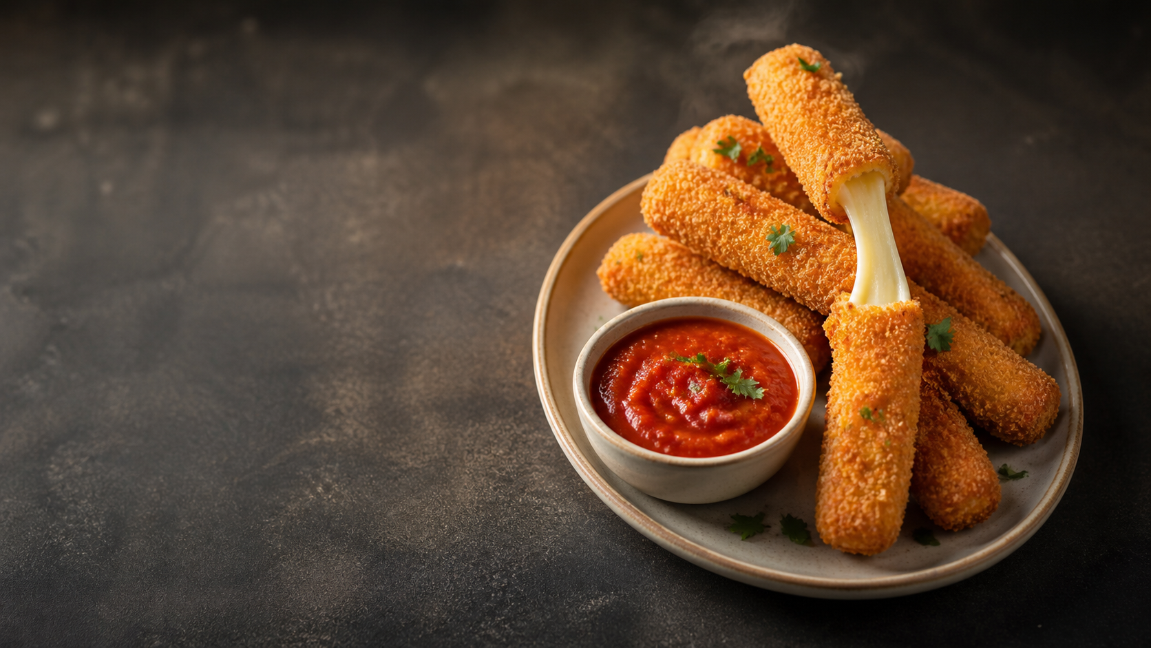 Mozzarella sticks with melted cheese and marinara sauce from Jomaa's Capilano